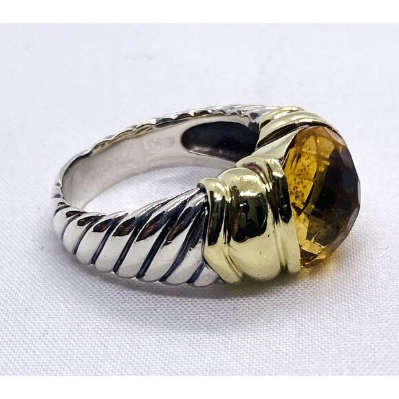 David Yurman 14K Gold & Sterling Silver Noblesse Citrine Ring - Picture 4 of 10